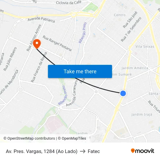 Av. Pres. Vargas, 1284 (Ao Lado) to Fatec map