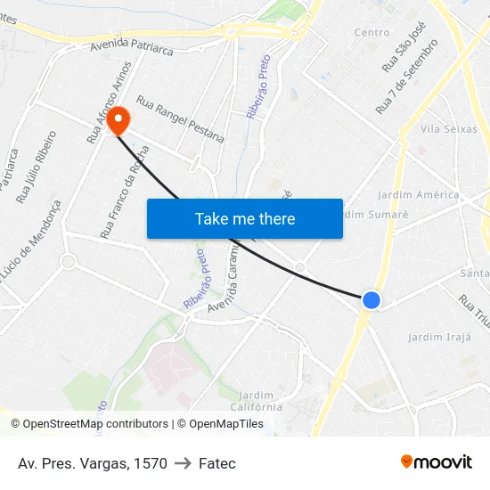 Av. Pres. Vargas, 1570 to Fatec map