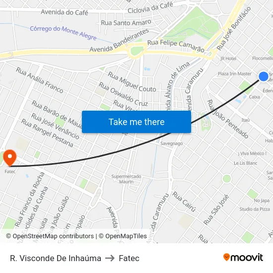 R. Visconde De Inhaúma to Fatec map