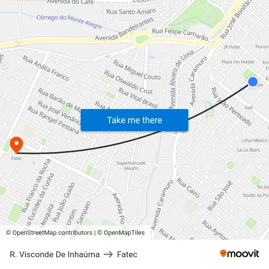 R. Visconde De Inhaúma to Fatec map