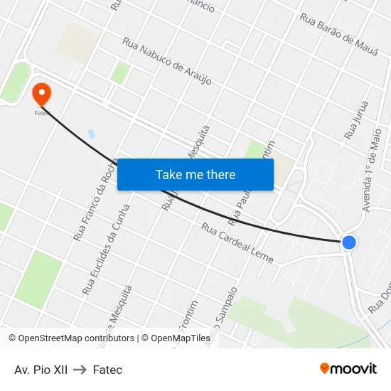 Av. Pio XII to Fatec map