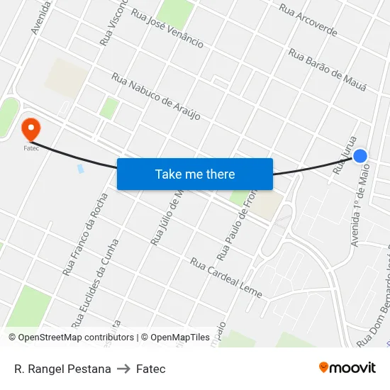 R. Rangel Pestana to Fatec map