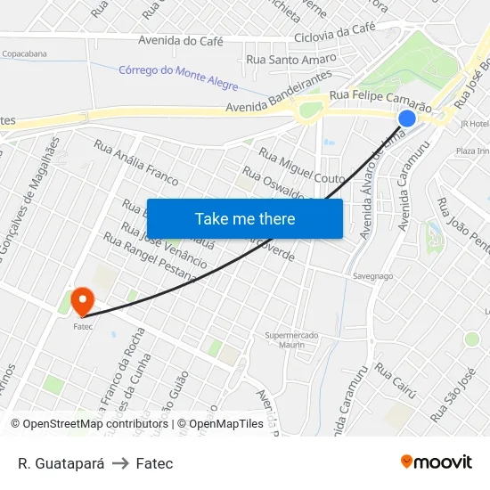 R. Guatapará to Fatec map