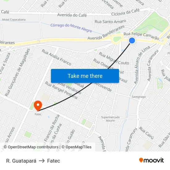 R. Guatapará to Fatec map