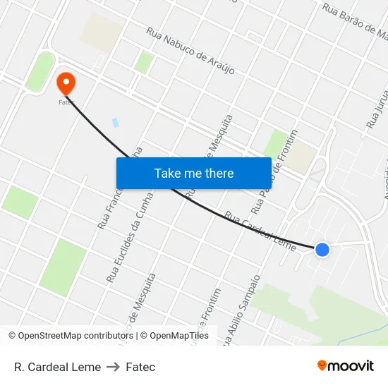 R. Cardeal Leme to Fatec map