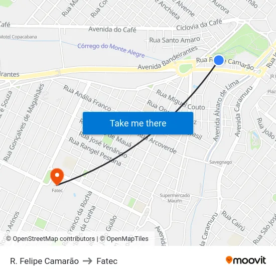 R. Felipe Camarão to Fatec map
