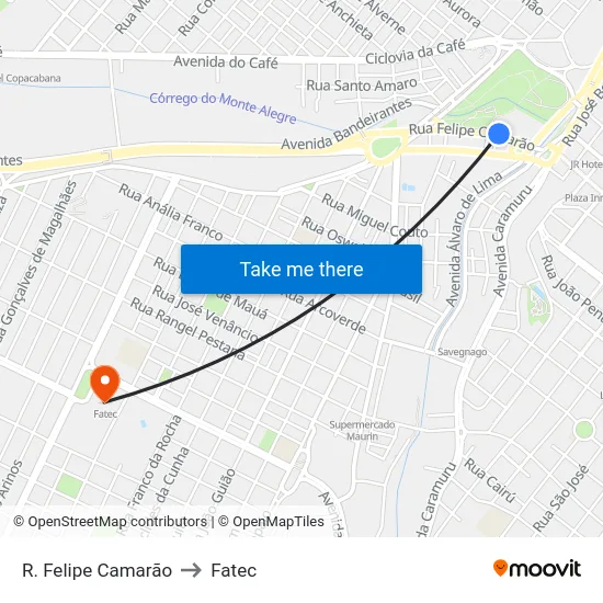R. Felipe Camarão to Fatec map