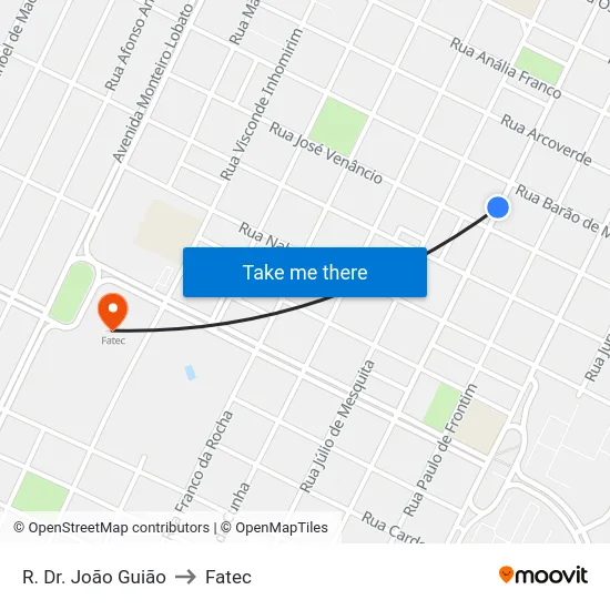 R. Dr. João Guião to Fatec map