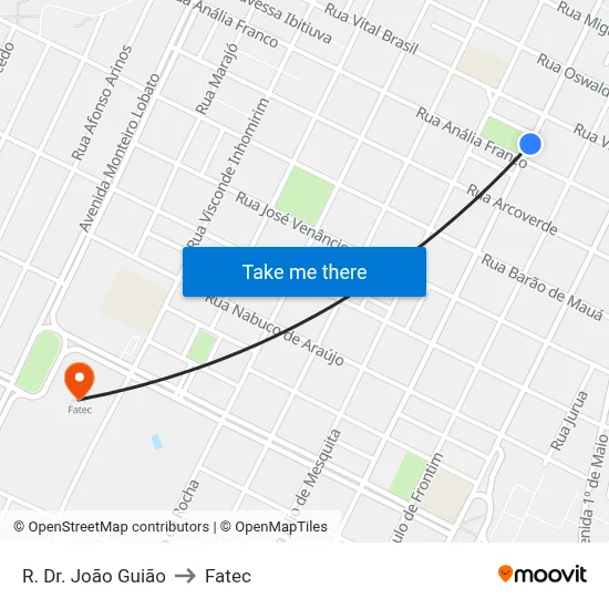 R. Dr. João Guião to Fatec map