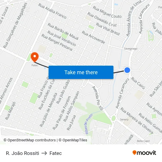 R. João Rossiti to Fatec map