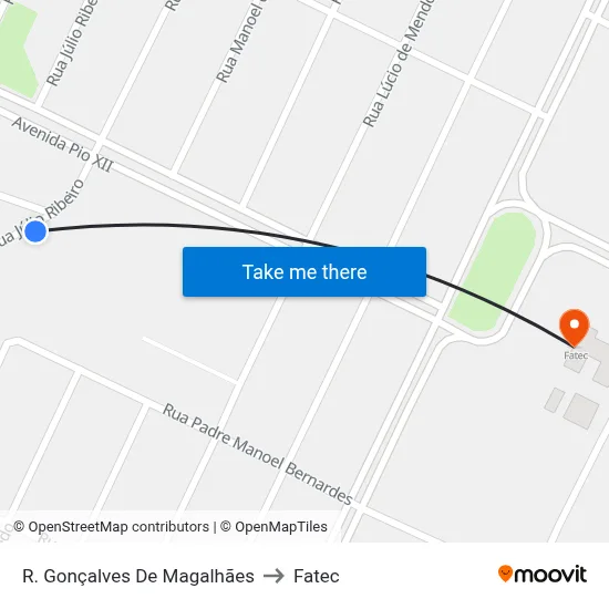 R. Gonçalves De Magalhães to Fatec map