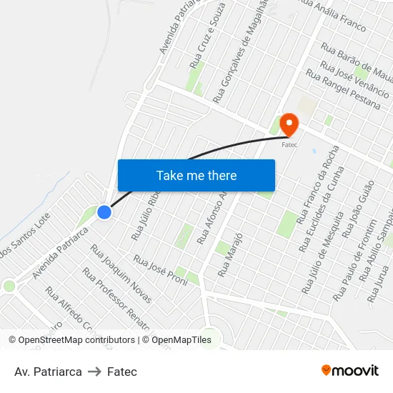 Av. Patriarca to Fatec map