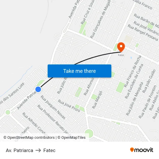 Av. Patriarca to Fatec map