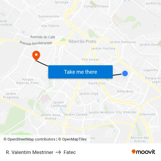 R. Valentim Mestriner to Fatec map