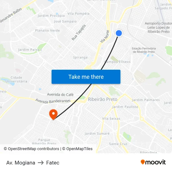 Av. Mogiana to Fatec map