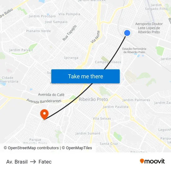 Av. Brasil to Fatec map