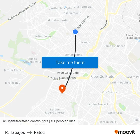 R. Tapajós to Fatec map