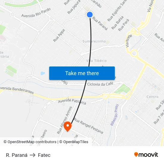 R. Paraná to Fatec map
