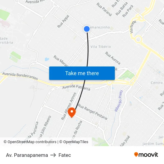 Av. Paranapanema to Fatec map