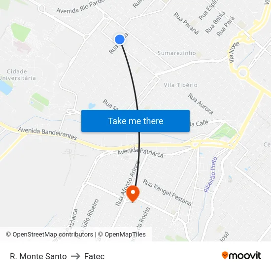 R. Monte Santo to Fatec map