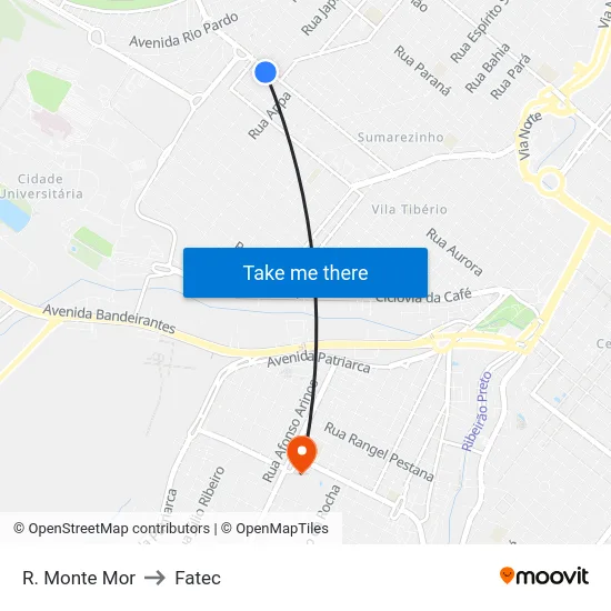 R. Monte Mor to Fatec map