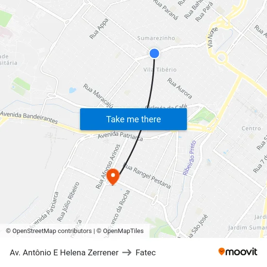 Av. Antônio E Helena Zerrener to Fatec map