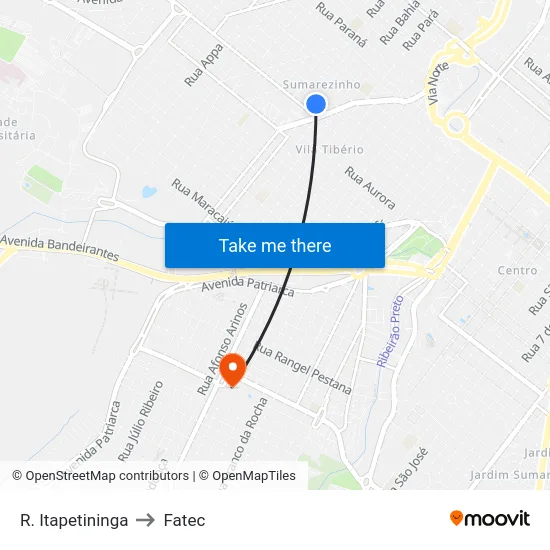 R. Itapetininga to Fatec map
