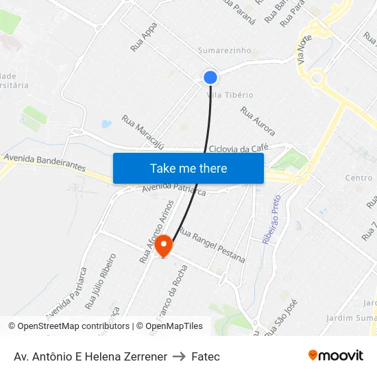 Av. Antônio E Helena Zerrener to Fatec map