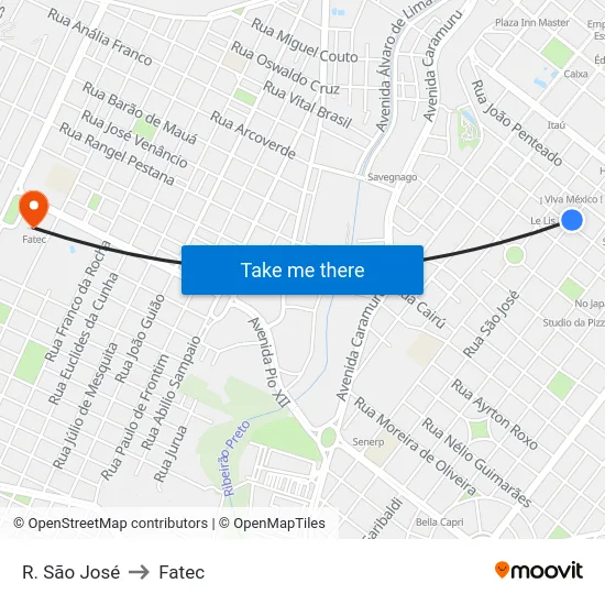 R. São José to Fatec map