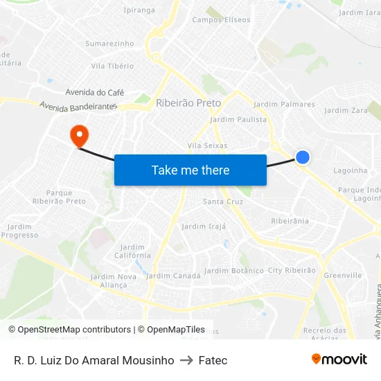 R. D. Luiz Do Amaral Mousinho to Fatec map
