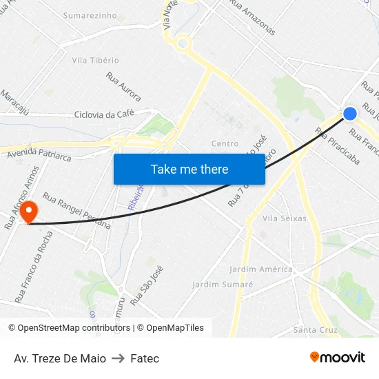 Av. Treze De Maio to Fatec map