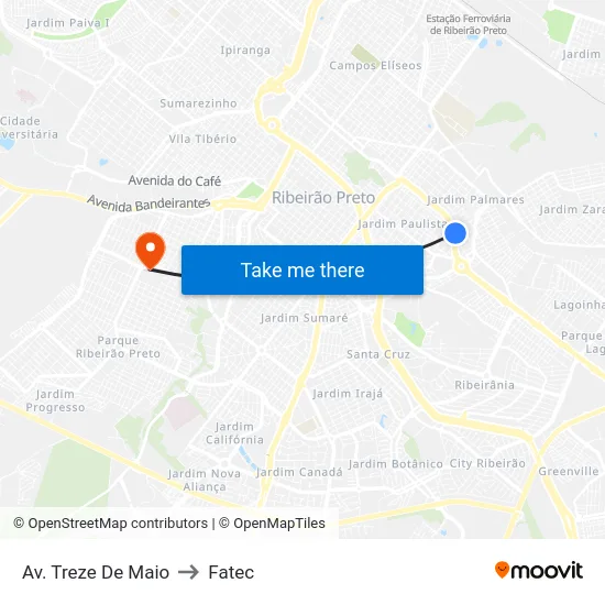 Av. Treze De Maio to Fatec map