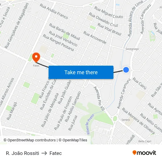R. João Rossiti to Fatec map
