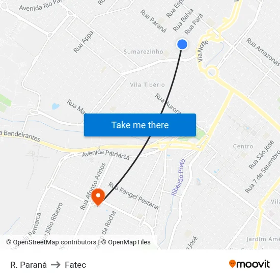 R. Paraná to Fatec map