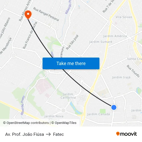 Av. Prof. João Fiúsa to Fatec map