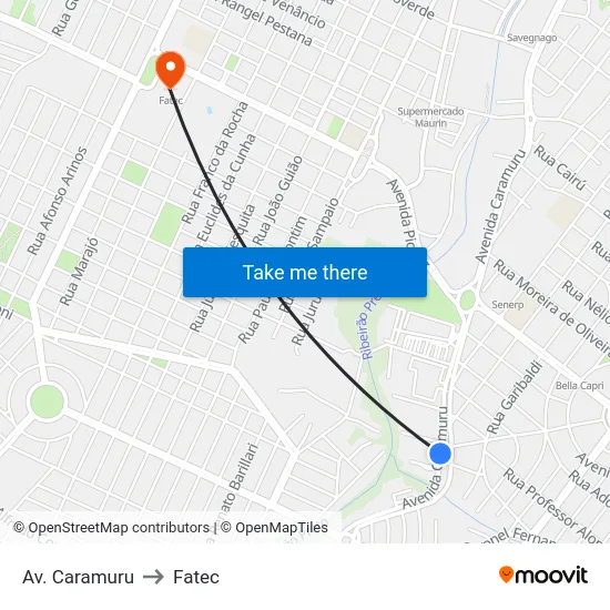Av. Caramuru to Fatec map