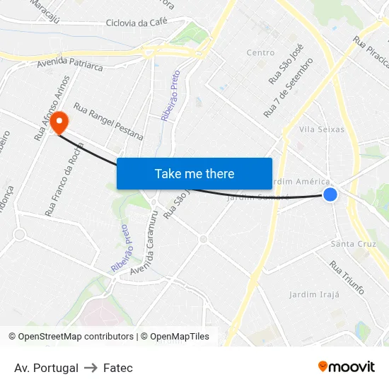 Av. Portugal to Fatec map
