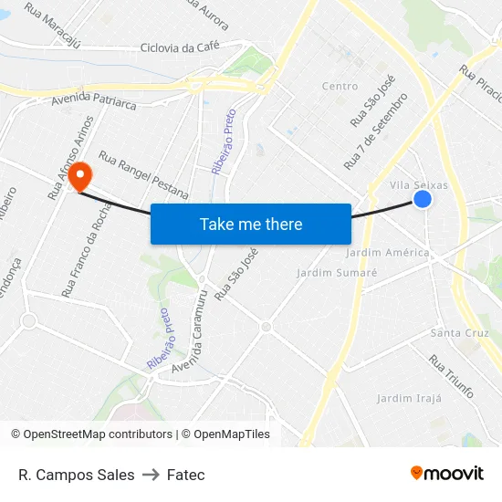 R. Campos Sales to Fatec map