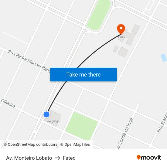 Av. Monteiro Lobato to Fatec map