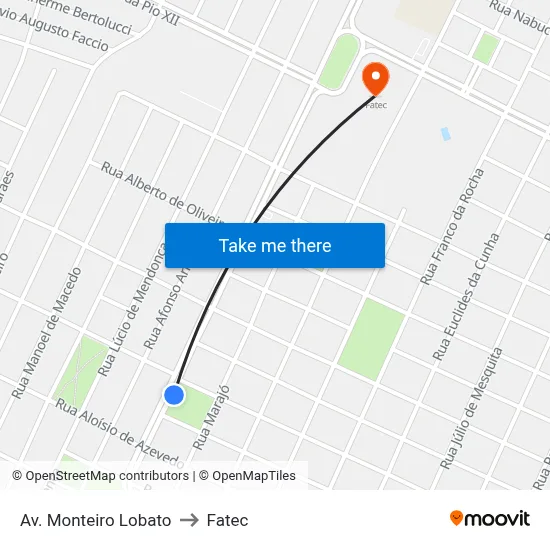 Av. Monteiro Lobato to Fatec map