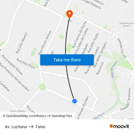 Av. Luzitana to Fatec map