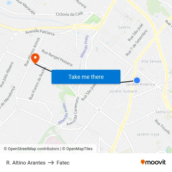 R. Altino Arantes to Fatec map