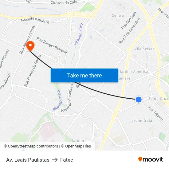 Av. Leais Paulistas to Fatec map