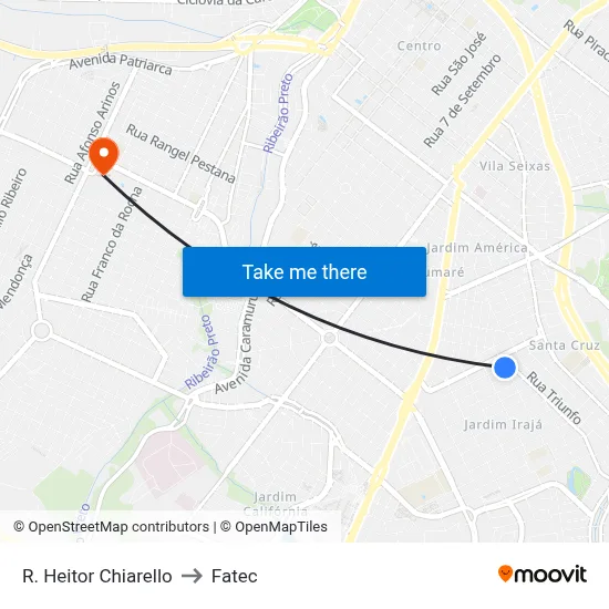 R. Heitor Chiarello to Fatec map