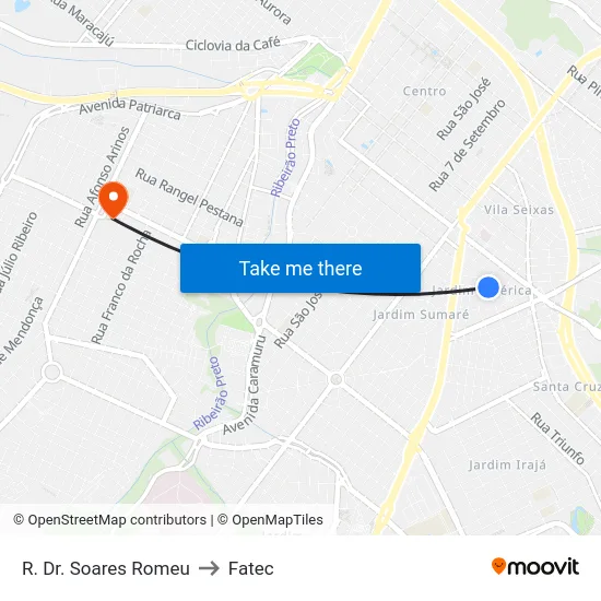 R. Dr. Soares Romeu to Fatec map