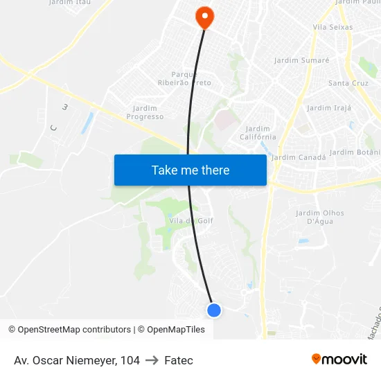Av. Oscar Niemeyer, 104 to Fatec map