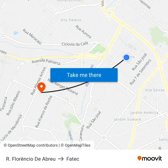 R. Florêncio De Abreu to Fatec map
