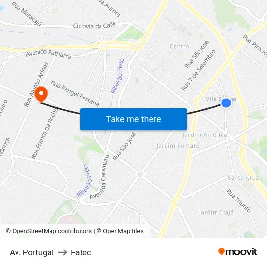 Av. Portugal to Fatec map