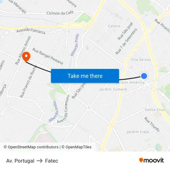 Av. Portugal to Fatec map