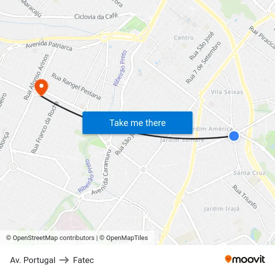 Av. Portugal to Fatec map